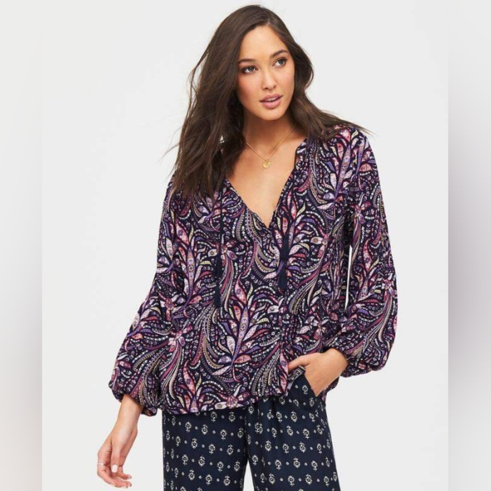 TIGERLILY Bilqis Purple Paisley Long Sleeve Button Shirt Blouse Top NWT RRP$140 - Picture 7 of 16